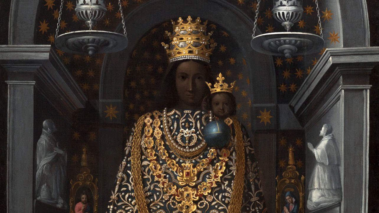 Paintings of richly dressed statues of the Virgin Mary were among the preferred themes in Spanish and Peruvian 17th- and 18th-century painting.